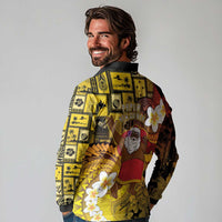 Papua New Guinea Retro Christmas Long Sleeve Polo Shirt Hamamas Krismas - Polynesian Pride