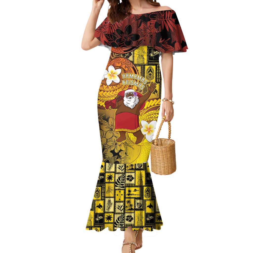 Papua New Guinea Retro Christmas Mermaid Dress Hamamas Krismas - Polynesian Pride
