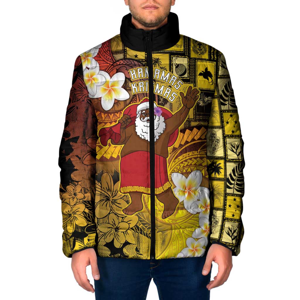 Papua New Guinea Retro Christmas Padded Jacket Hamamas Krismas - Polynesian Pride