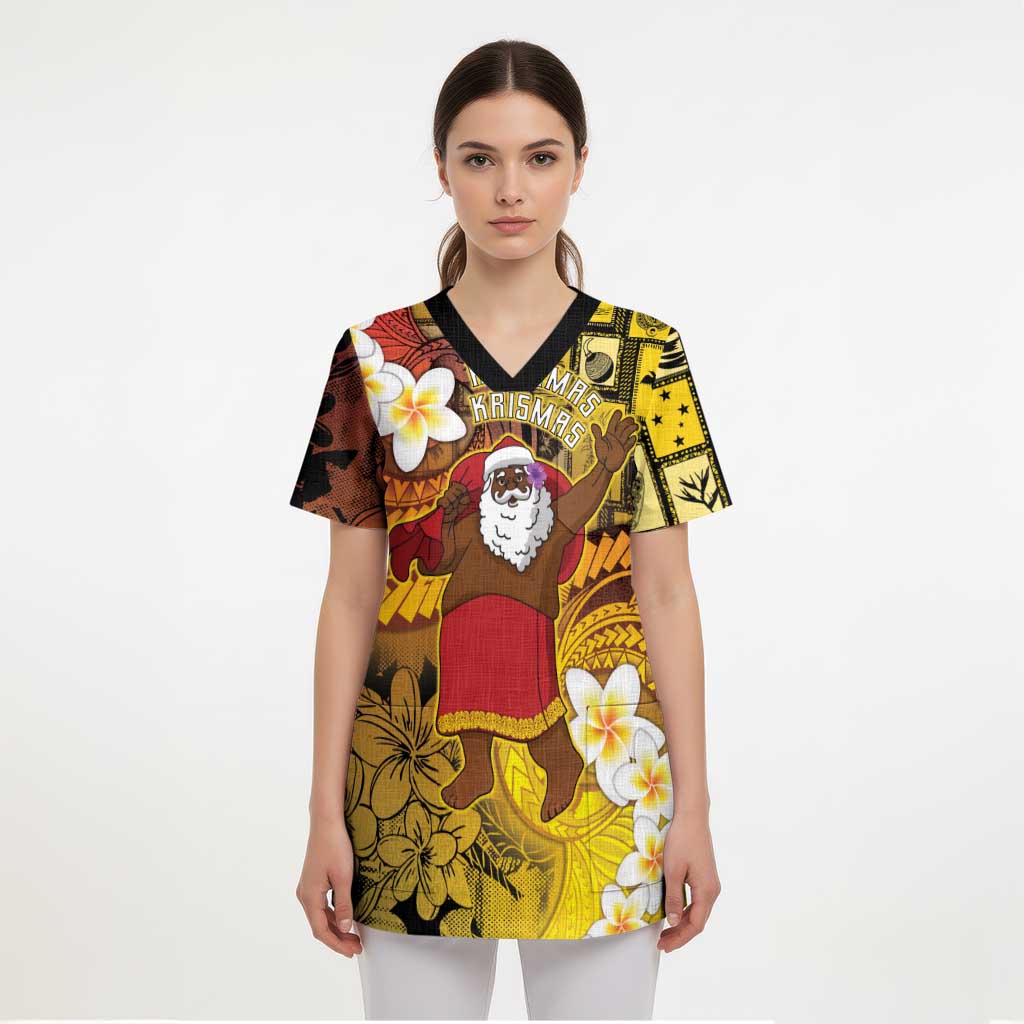 Papua New Guinea Retro Christmas Scrub Top Hamamas Krismas - Polynesian Pride