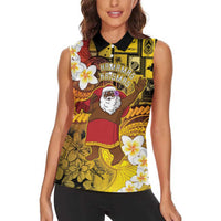 Papua New Guinea Retro Christmas Women Sleeveless Polo Shirt Hamamas Krismas - Polynesian Pride