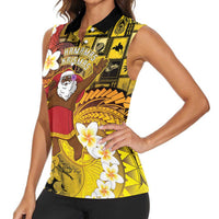 Papua New Guinea Retro Christmas Women Sleeveless Polo Shirt Hamamas Krismas - Polynesian Pride