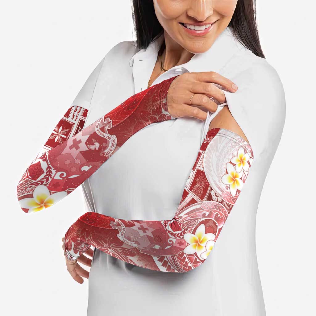 Tonga Christmas Arm Sleeves Kilisimasi Fiefia Retro Style Red - Polynesian Pride