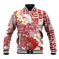 Tonga Christmas Baseball Jacket Kilisimasi Fiefia Retro Style Red - Polynesian Pride