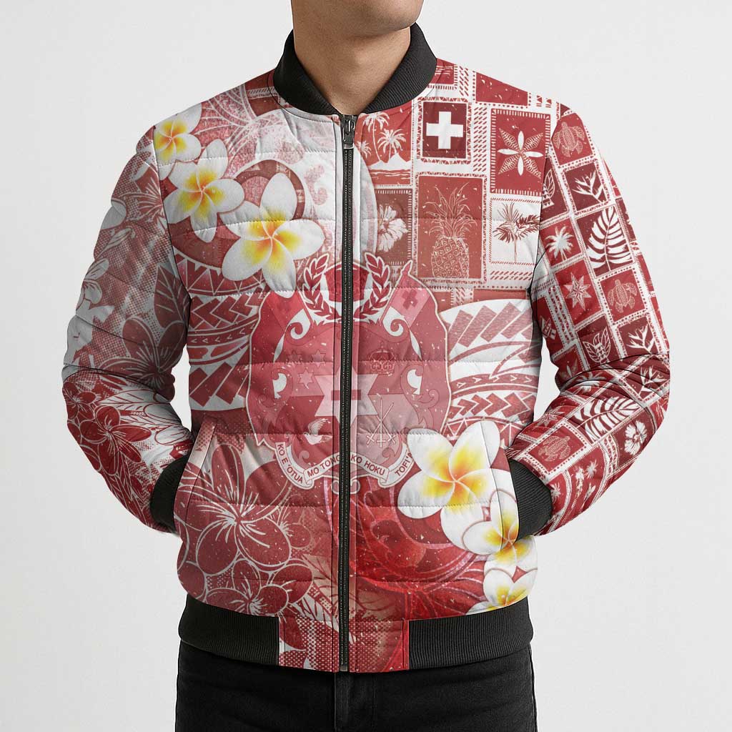 Tonga Christmas Bomber Puffer Jacket Kilisimasi Fiefia Retro Style Red - Polynesian Pride