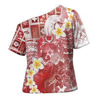 Tonga Christmas Cross Shoulder Shirt Kilisimasi Fiefia Retro Style Red - Polynesian Pride