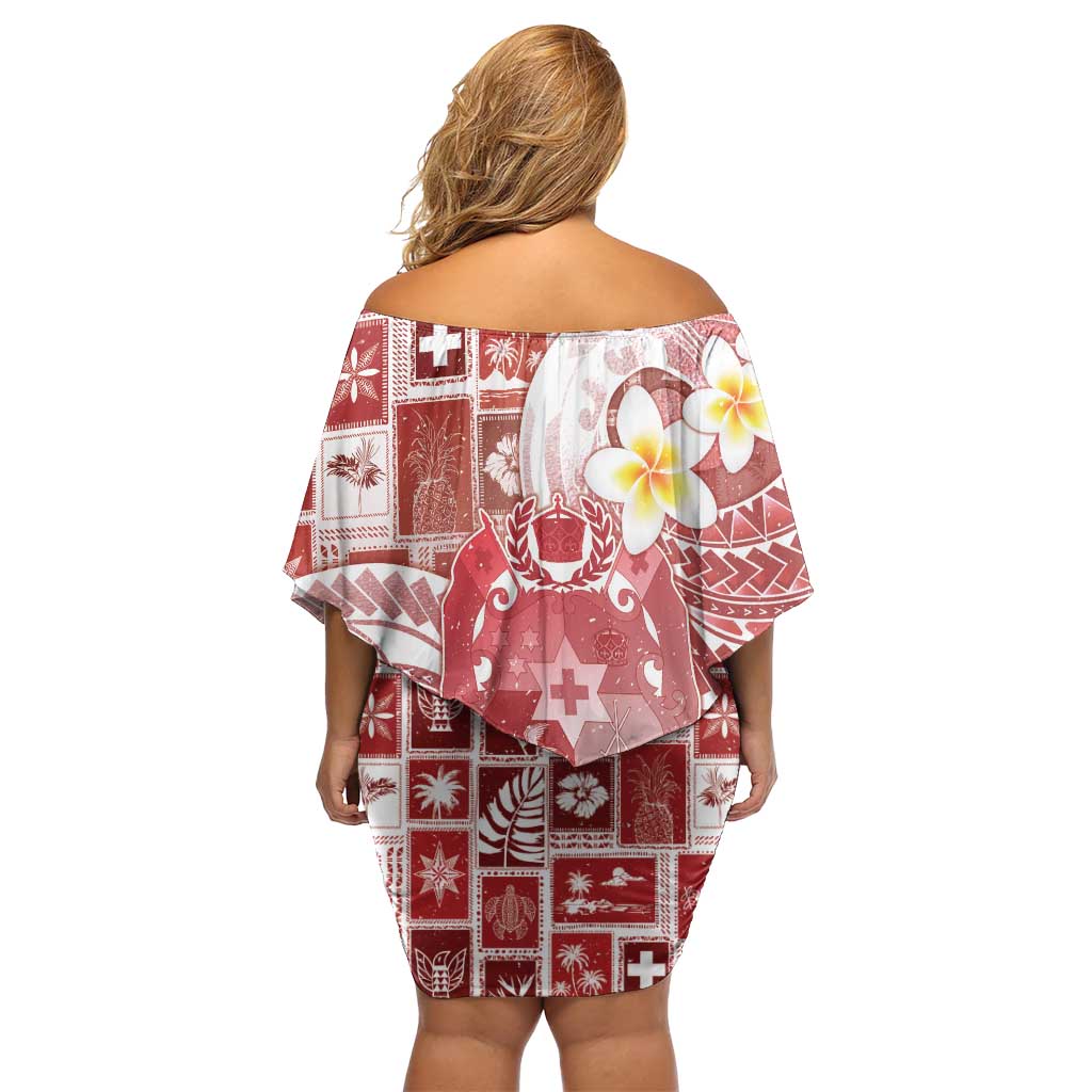 Tonga Christmas Family Matching Off Shoulder Short Dress and Hawaiian Shirt Kilisimasi Fiefia Retro Style Red - Polynesian Pride