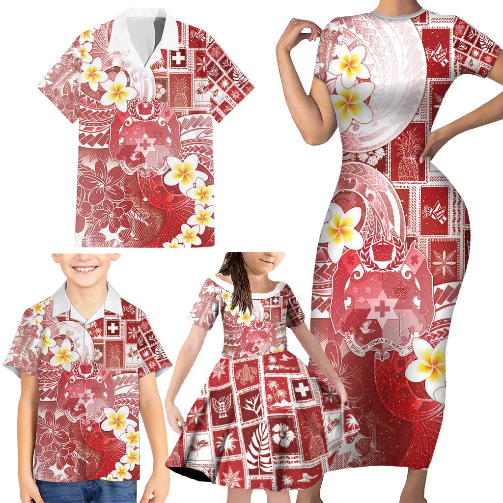 Tonga Christmas Family Matching Short Sleeve Bodycon Dress and Hawaiian Shirt Kilisimasi Fiefia Retro Style Red - Polynesian Pride