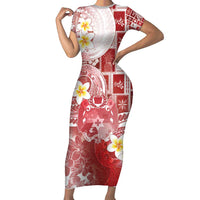 Tonga Christmas Family Matching Short Sleeve Bodycon Dress and Hawaiian Shirt Kilisimasi Fiefia Retro Style Red - Polynesian Pride