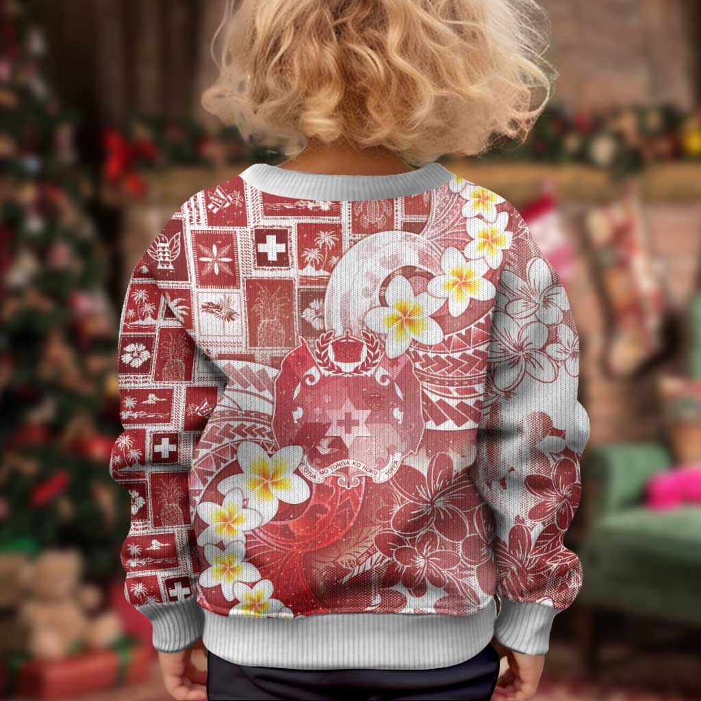 Tonga Christmas Kid Ugly Christmas Sweater Kilisimasi Fiefia Retro Style Red - Polynesian Pride
