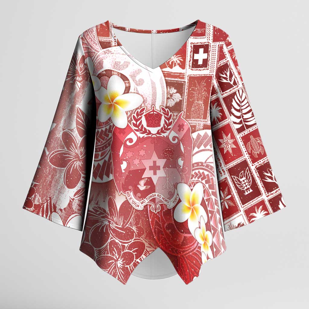 Tonga Christmas Kimono Sleeve Blouse Kilisimasi Fiefia Retro Style Red - Polynesian Pride