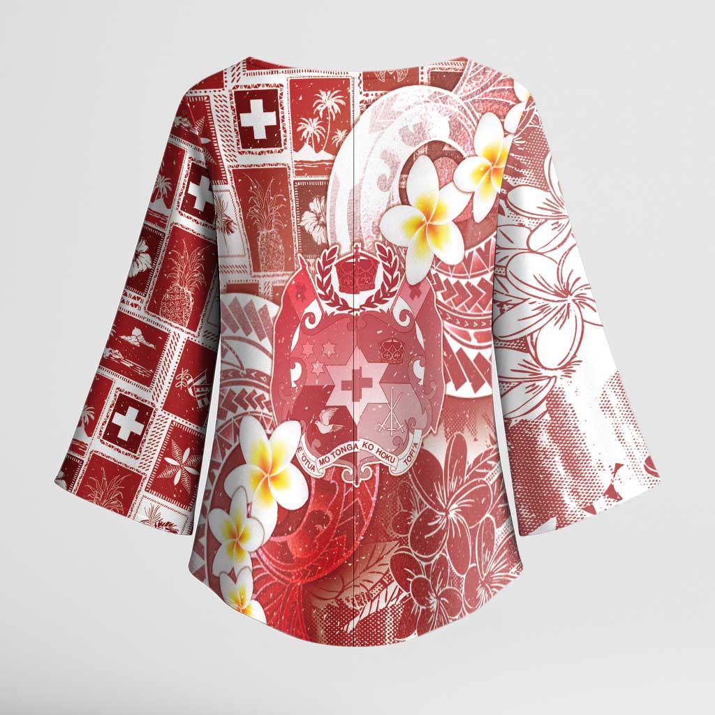 Tonga Christmas Kimono Sleeve Blouse Kilisimasi Fiefia Retro Style Red - Polynesian Pride