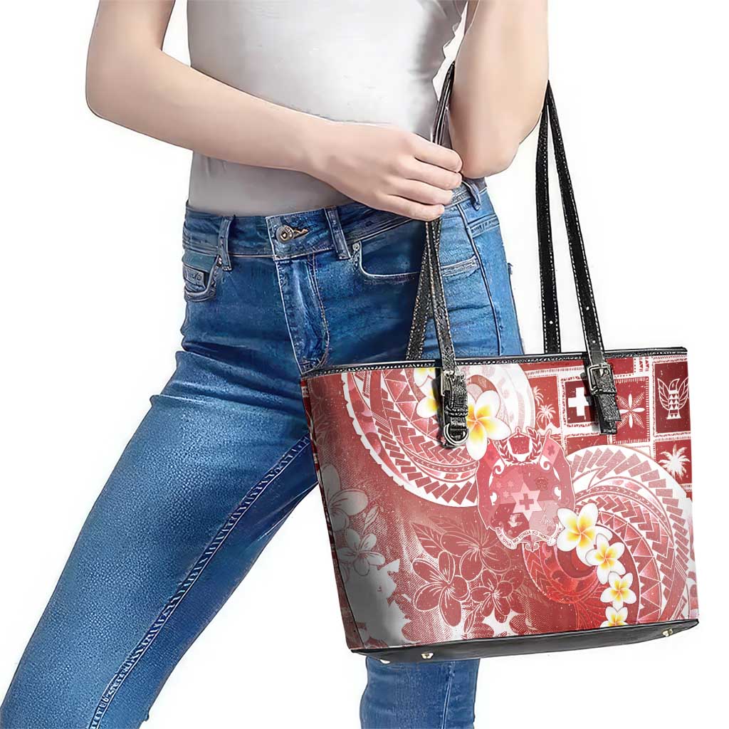 Tonga Christmas Leather Tote Bag Kilisimasi Fiefia Retro Style Red - Polynesian Pride