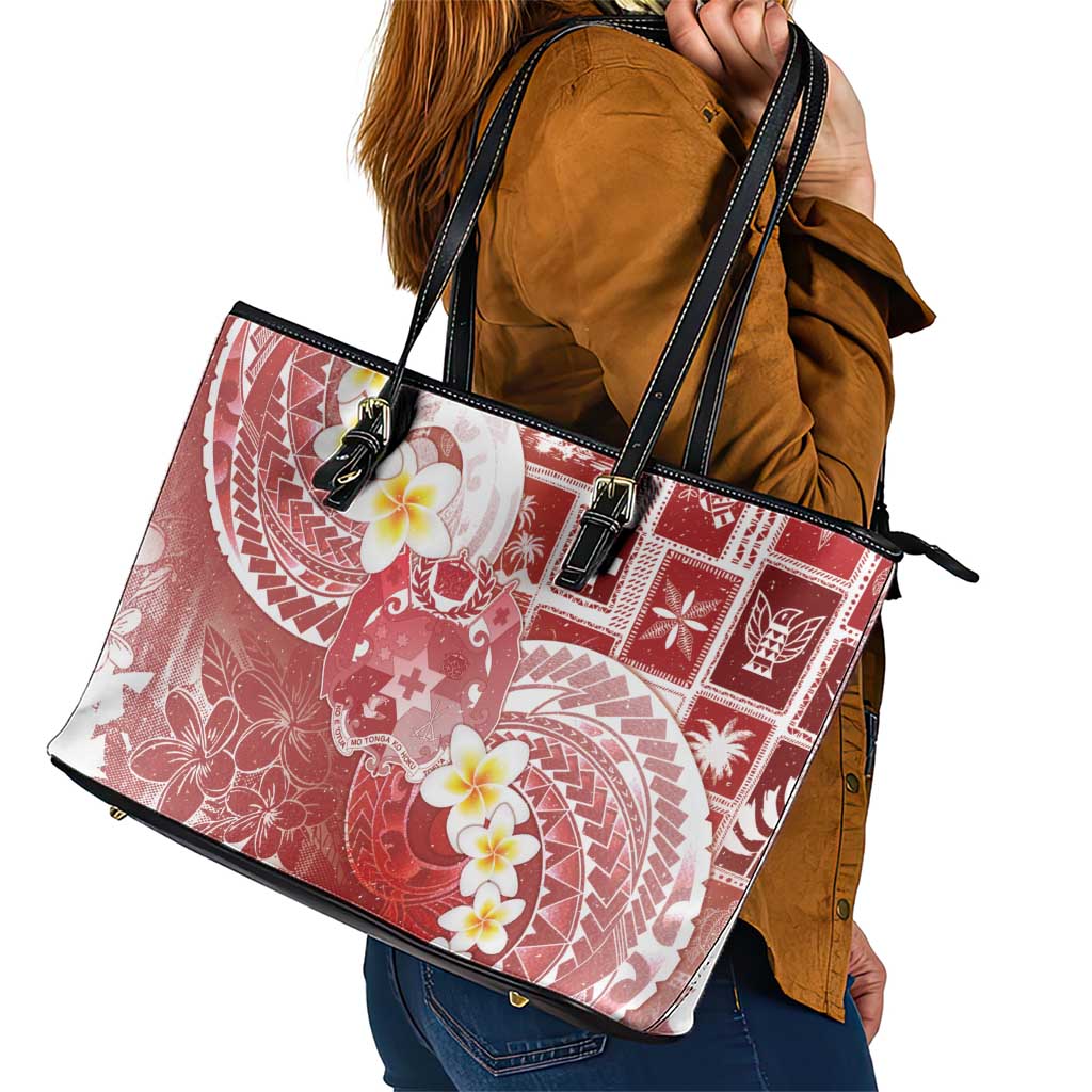 Tonga Christmas Leather Tote Bag Kilisimasi Fiefia Retro Style Red - Polynesian Pride