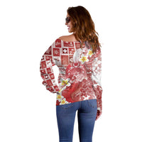 Tonga Christmas Off Shoulder Sweater Kilisimasi Fiefia Retro Style Red - Polynesian Pride