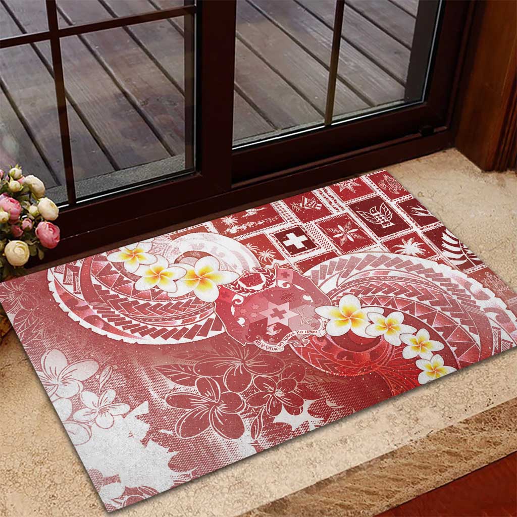 Tonga Christmas Rubber Doormat Kilisimasi Fiefia Retro Style Red - Polynesian Pride