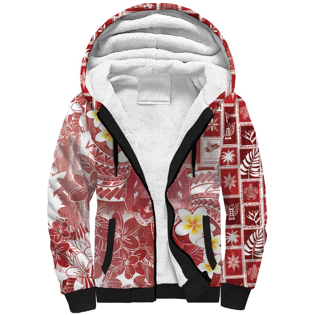 Tonga Christmas Sherpa Hoodie Kilisimasi Fiefia Retro Style Red - Polynesian Pride