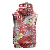 Tonga Christmas Sleeveless Zip Hoodie Kilisimasi Fiefia Retro Style Red - Polynesian Pride