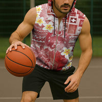 Tonga Christmas Sleeveless Zip Hoodie Kilisimasi Fiefia Retro Style Red - Polynesian Pride