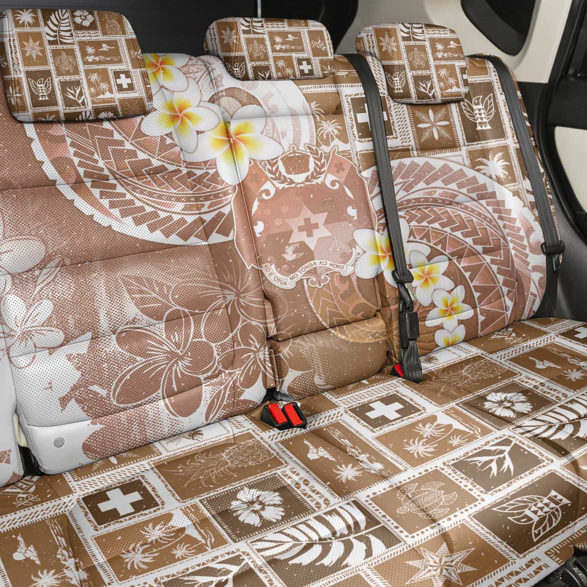 Tonga Christmas Back Car Seat Cover Kilisimasi Fiefia Retro Style Brown - Polynesian Pride