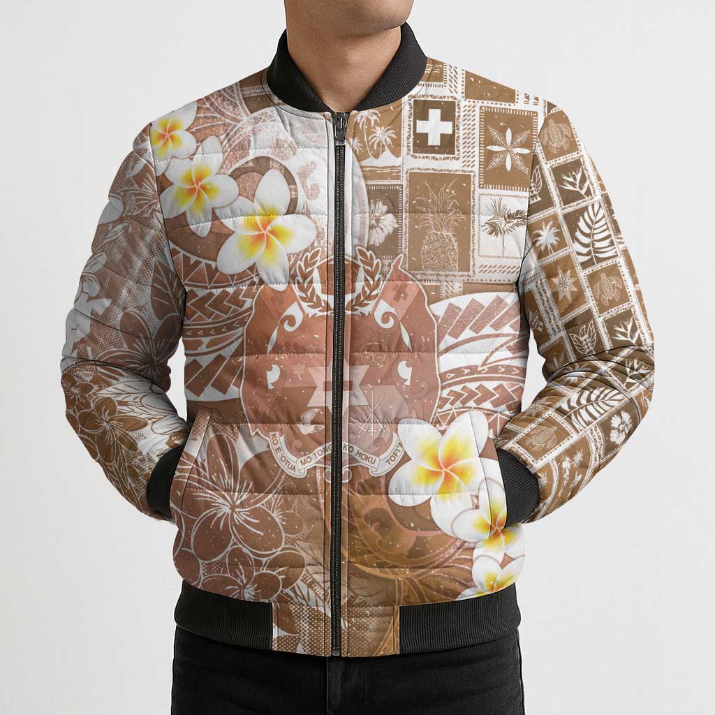 Tonga Christmas Bomber Puffer Jacket Kilisimasi Fiefia Retro Style Brown - Polynesian Pride