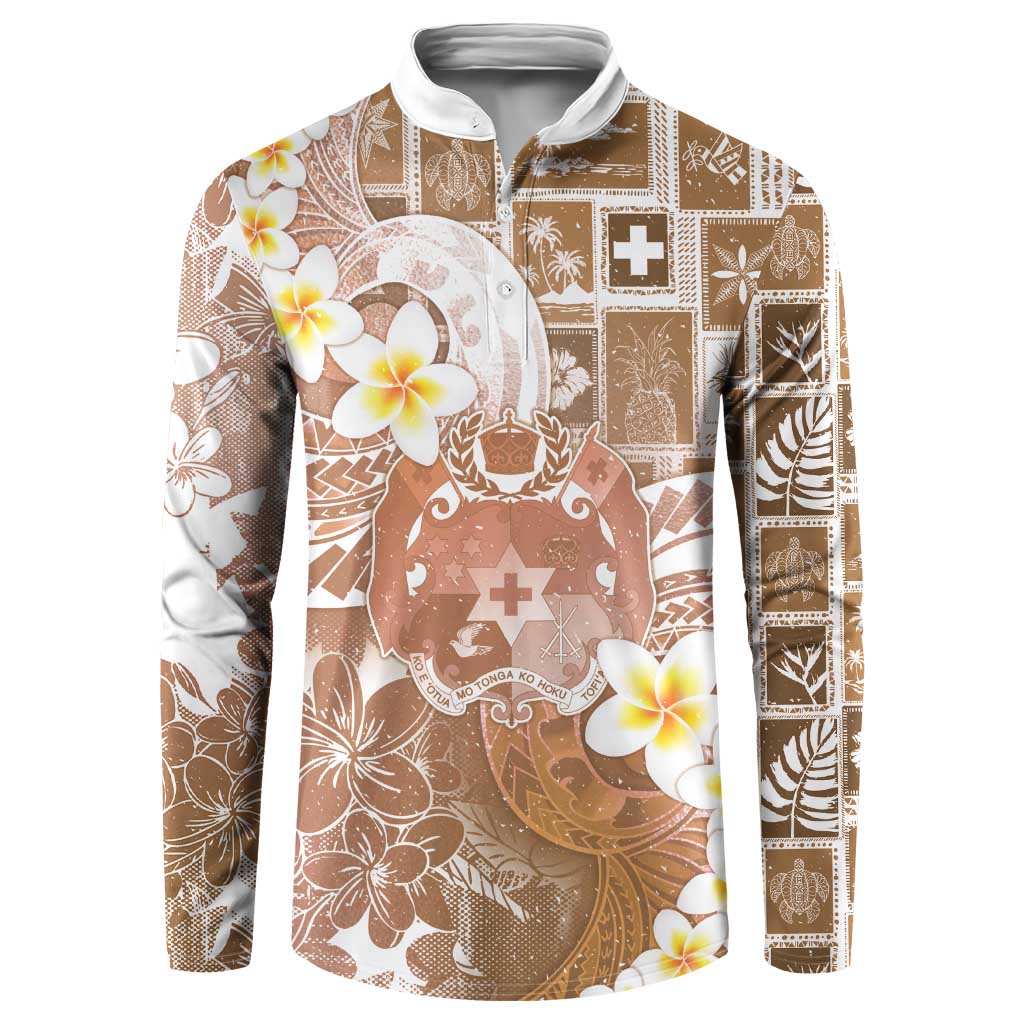 Tonga Christmas Button Sweatshirt Kilisimasi Fiefia Retro Style Brown - Polynesian Pride