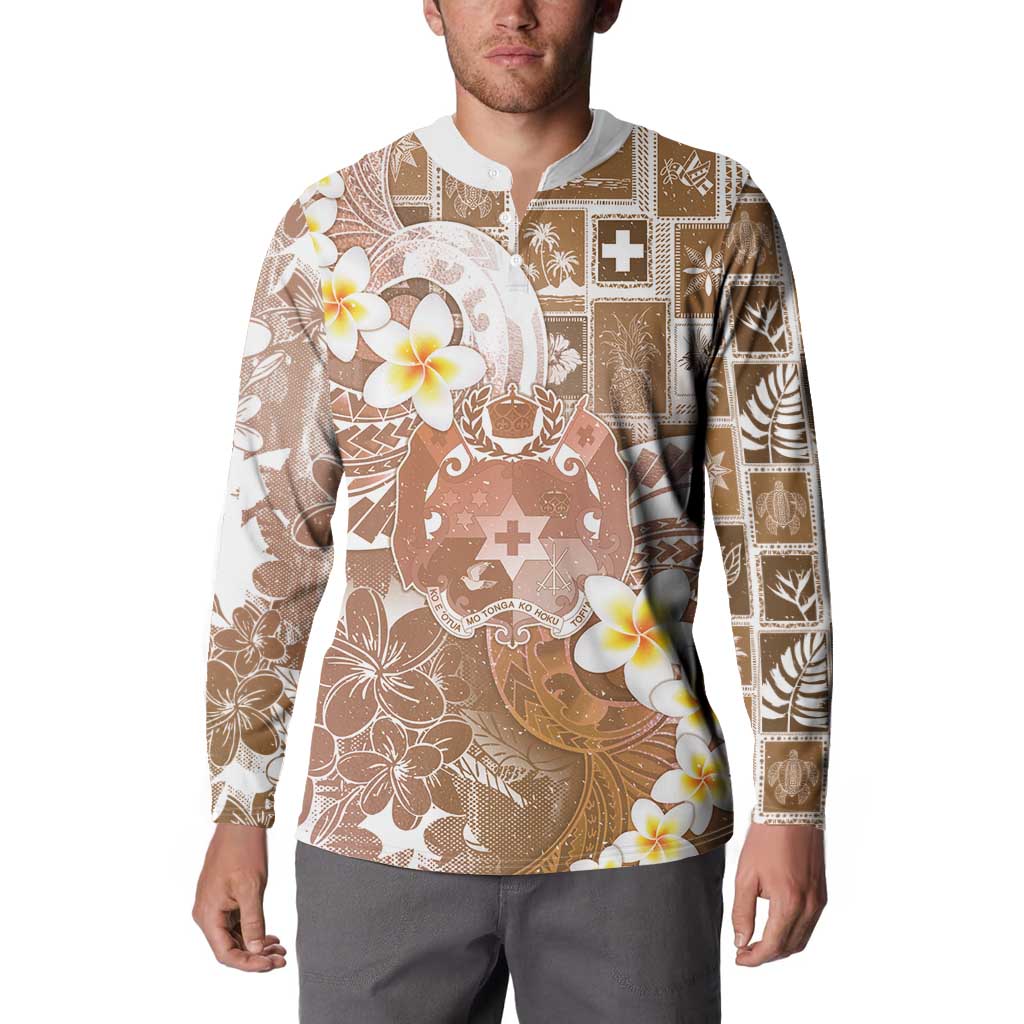 Tonga Christmas Button Sweatshirt Kilisimasi Fiefia Retro Style Brown - Polynesian Pride