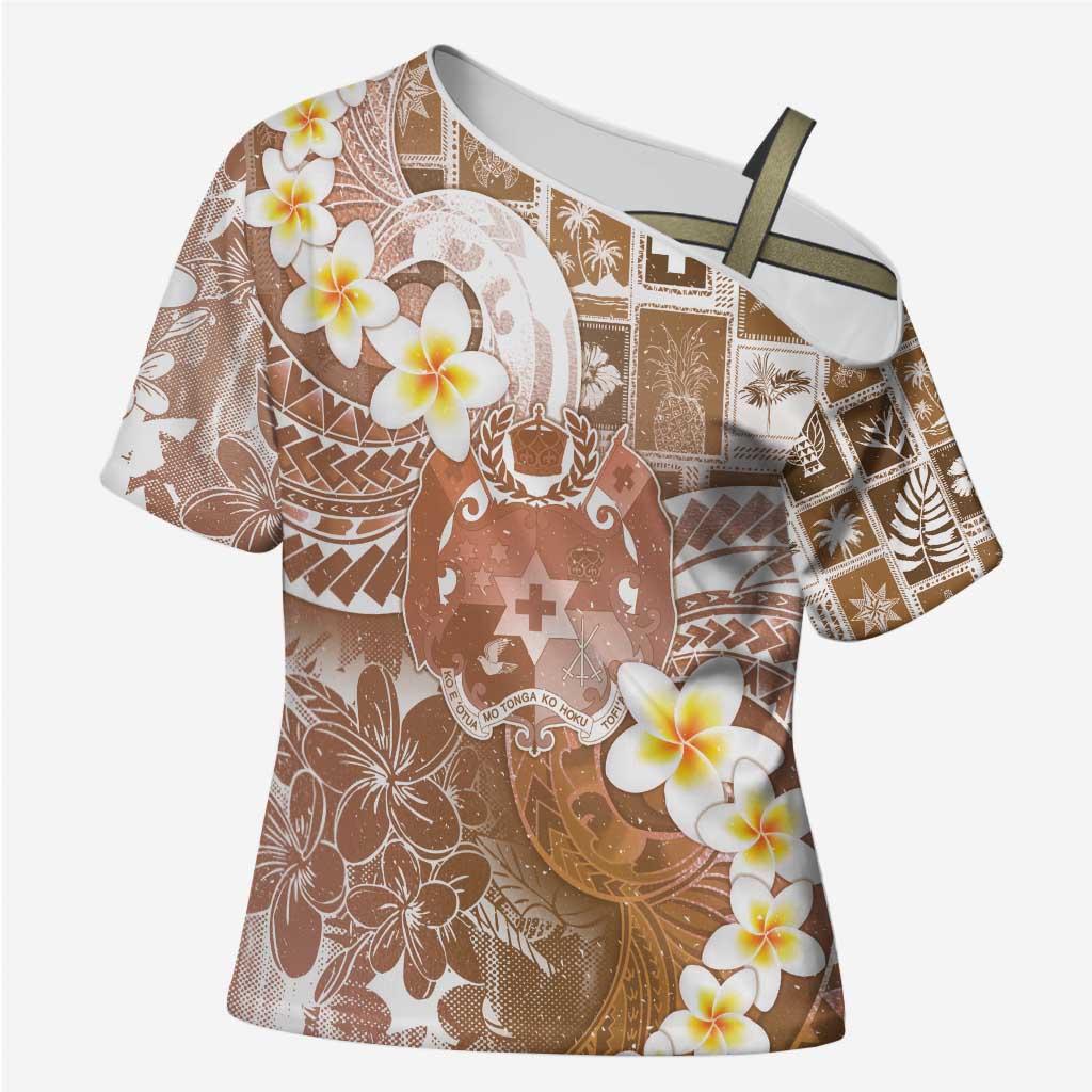 Tonga Christmas Cross Shoulder Shirt Kilisimasi Fiefia Retro Style Brown - Polynesian Pride