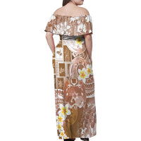 Tonga Christmas Family Matching Off Shoulder Maxi Dress and Hawaiian Shirt Kilisimasi Fiefia Retro Style Brown - Polynesian Pride