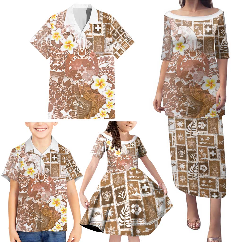 Tonga Christmas Family Matching Puletasi and Hawaiian Shirt Kilisimasi Fiefia Retro Style Brown - Polynesian Pride