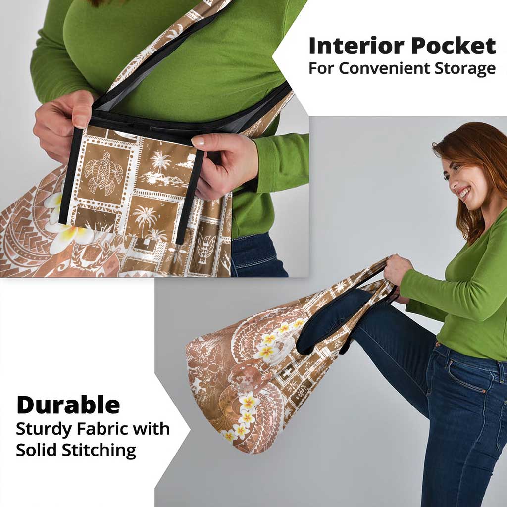 Tonga Christmas Grocery Bag Kilisimasi Fiefia Retro Style Brown - Polynesian Pride