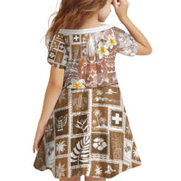 Tonga Christmas Kid Short Sleeve Dress Kilisimasi Fiefia Retro Style Brown - Polynesian Pride