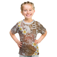 Tonga Christmas Kid T Shirt Kilisimasi Fiefia Retro Style Brown - Polynesian Pride