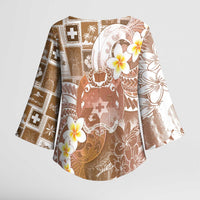 Tonga Christmas Kimono Sleeve Blouse Kilisimasi Fiefia Retro Style Brown - Polynesian Pride