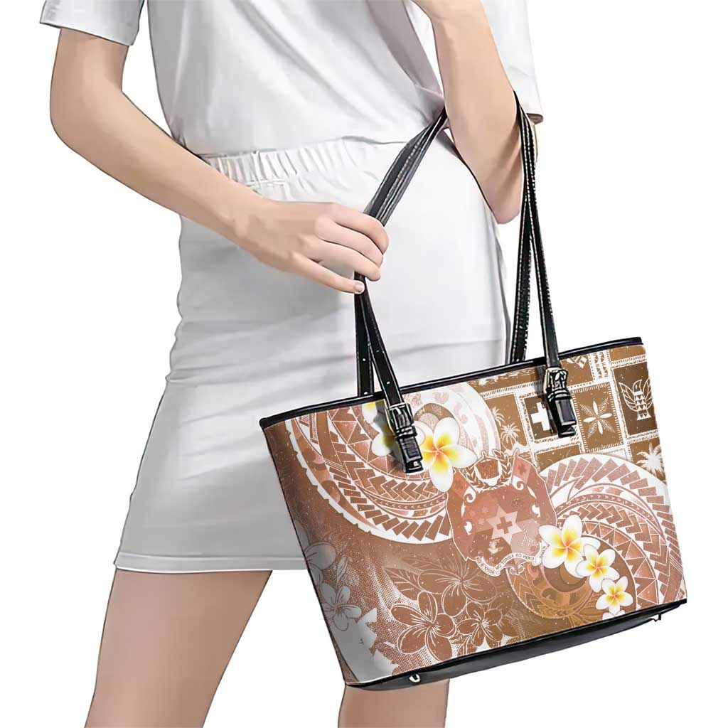 Tonga Christmas Leather Tote Bag Kilisimasi Fiefia Retro Style Brown - Polynesian Pride