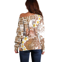 Tonga Christmas Off Shoulder Sweater Kilisimasi Fiefia Retro Style Brown - Polynesian Pride