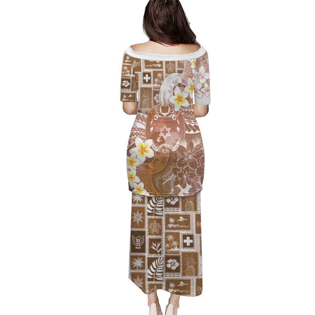 Tonga Christmas Puletasi Kilisimasi Fiefia Retro Style Brown - Polynesian Pride