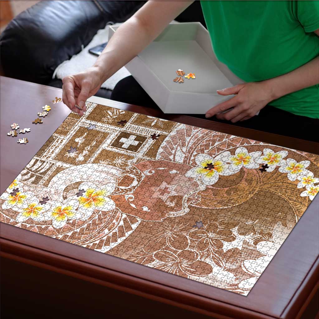 Tonga Christmas Puzzle Kilisimasi Fiefia Retro Style Brown - Polynesian Pride