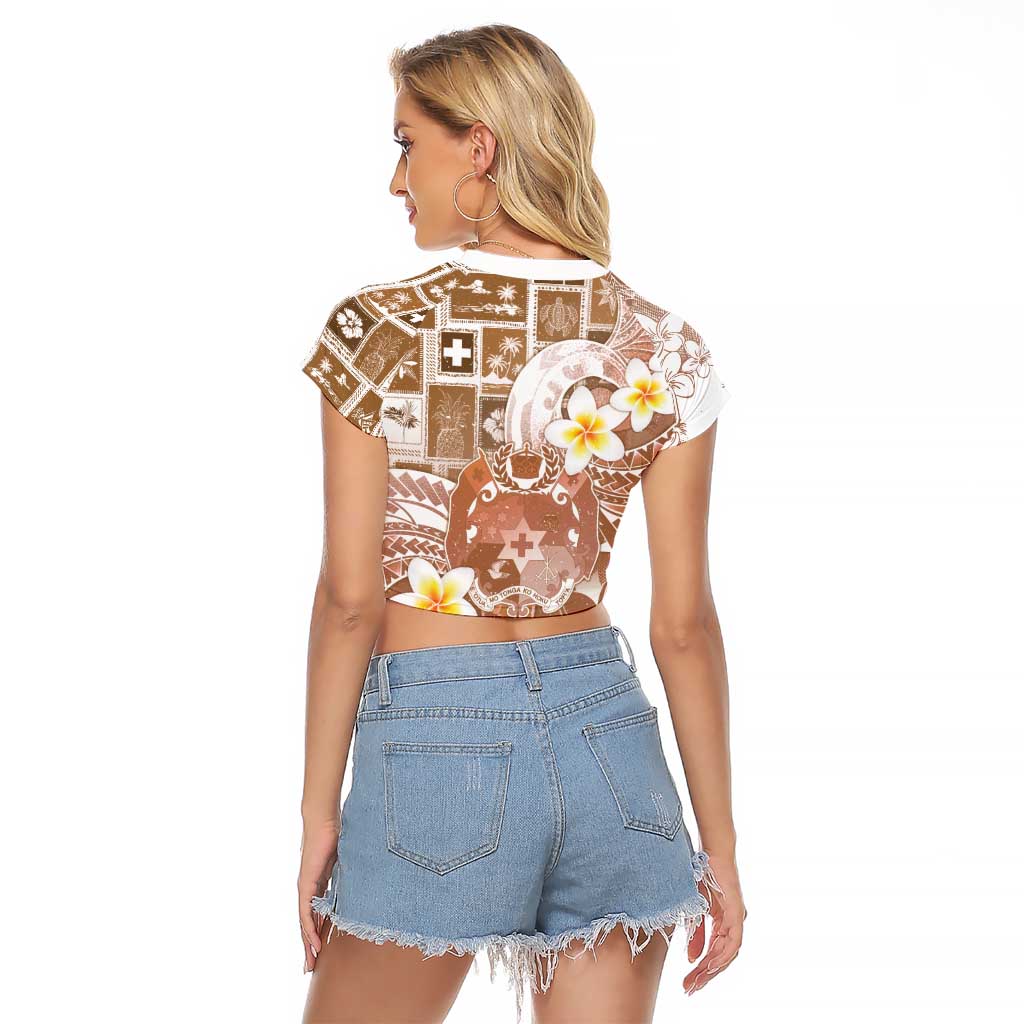 Tonga Christmas Raglan Cropped T Shirt Kilisimasi Fiefia Retro Style Brown - Polynesian Pride