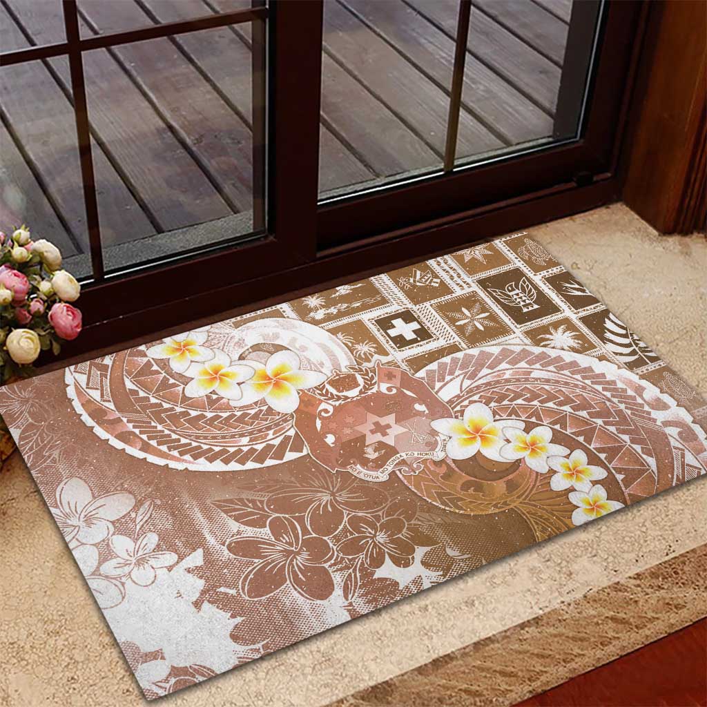 Tonga Christmas Rubber Doormat Kilisimasi Fiefia Retro Style Brown - Polynesian Pride