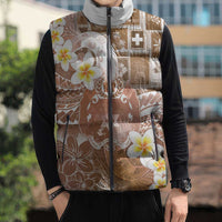 Tonga Christmas Sleeveless Puffer Jacket Kilisimasi Fiefia Retro Style Brown - Polynesian Pride