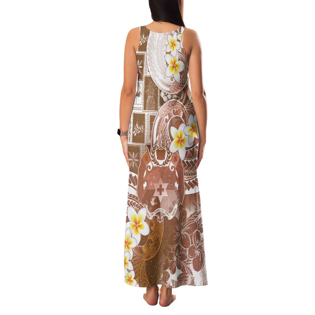 Tonga Christmas Tank Maxi Dress Kilisimasi Fiefia Retro Style Brown - Polynesian Pride