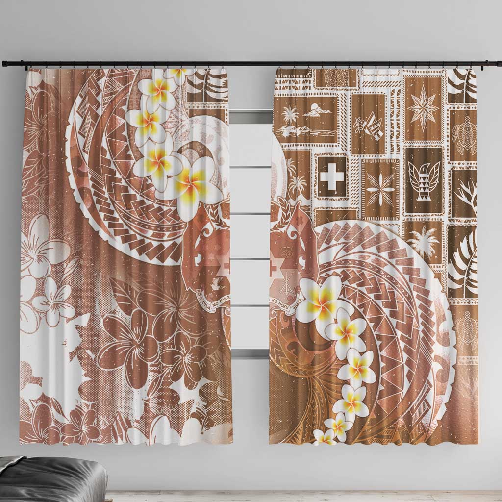 Tonga Christmas Window Curtain Kilisimasi Fiefia Retro Style Brown - Polynesian Pride