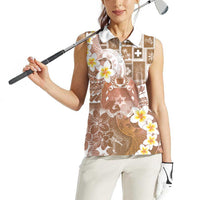 Tonga Christmas Women Sleeveless Polo Shirt Kilisimasi Fiefia Retro Style Brown - Polynesian Pride
