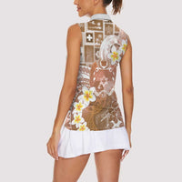 Tonga Christmas Women Sleeveless Polo Shirt Kilisimasi Fiefia Retro Style Brown - Polynesian Pride