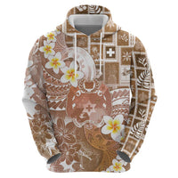 Tonga Christmas Zip Hoodie Kilisimasi Fiefia Retro Style Brown - Polynesian Pride