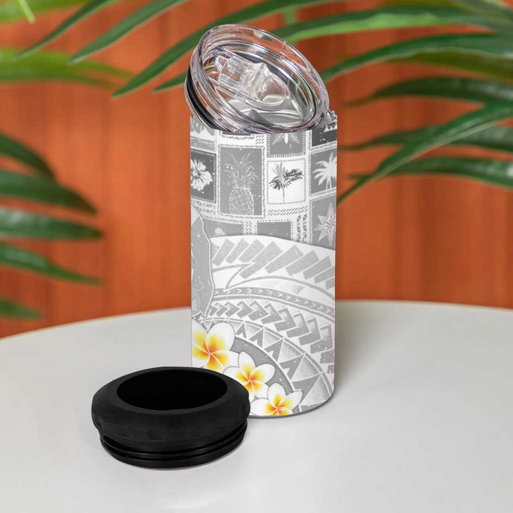 Tonga Christmas 4 in 1 Can Cooler Tumbler Kilisimasi Fiefia Retro Style White - Polynesian Pride