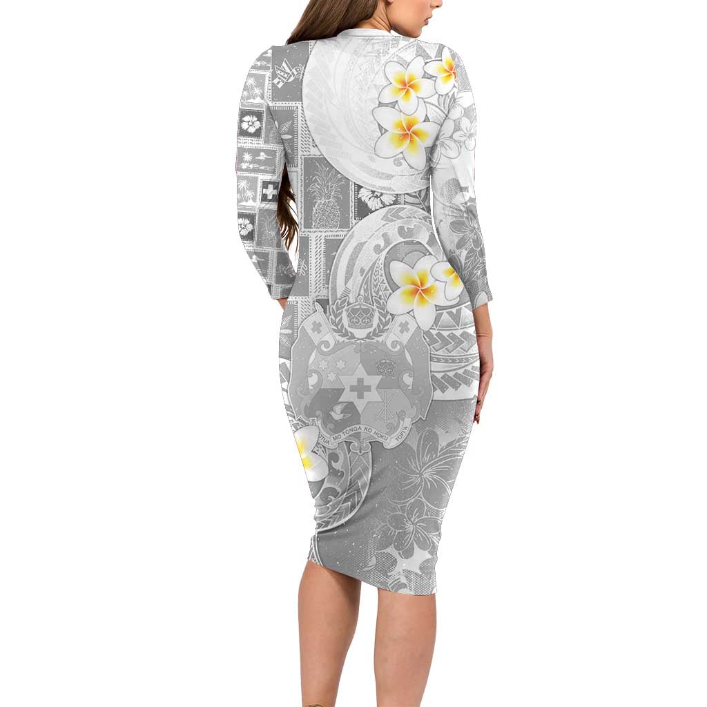 Tonga Christmas Family Matching Long Sleeve Bodycon Dress and Hawaiian Shirt Kilisimasi Fiefia Retro Style White - Polynesian Pride