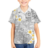 Tonga Christmas Family Matching Long Sleeve Bodycon Dress and Hawaiian Shirt Kilisimasi Fiefia Retro Style White - Polynesian Pride