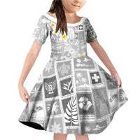 Tonga Christmas Family Matching Off Shoulder Short Dress and Hawaiian Shirt Kilisimasi Fiefia Retro Style White - Polynesian Pride